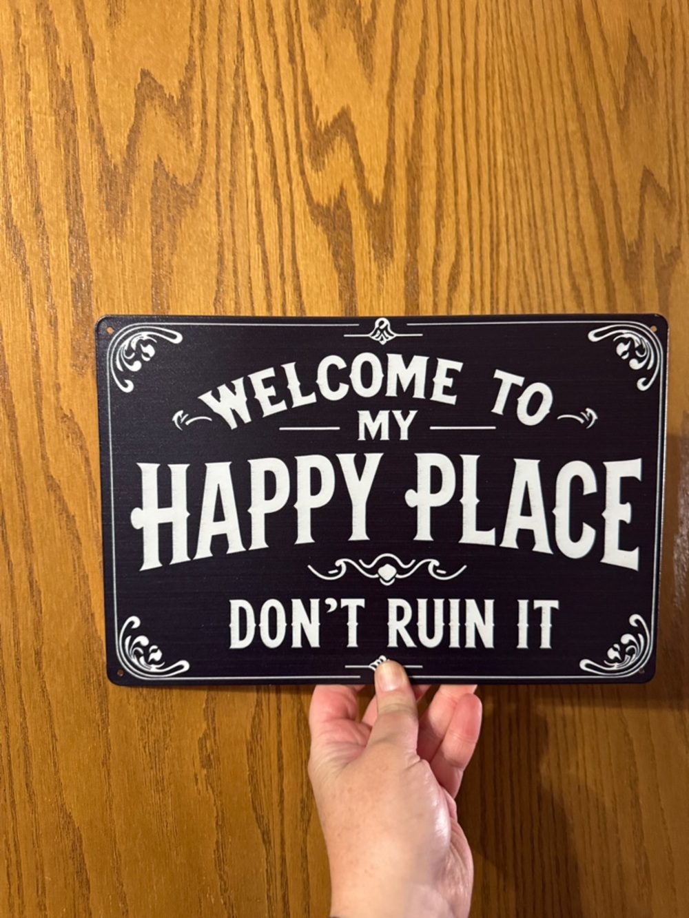 Welcome to My Happy Place Decorative Sign - Black